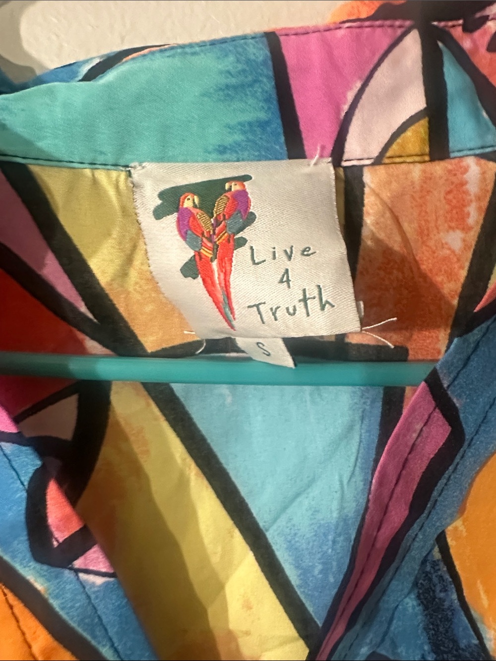 Live 4 Truth Colorful Abstract Art Long Sleeve Blouse Women's Size S Crop - Picture 2 of 2